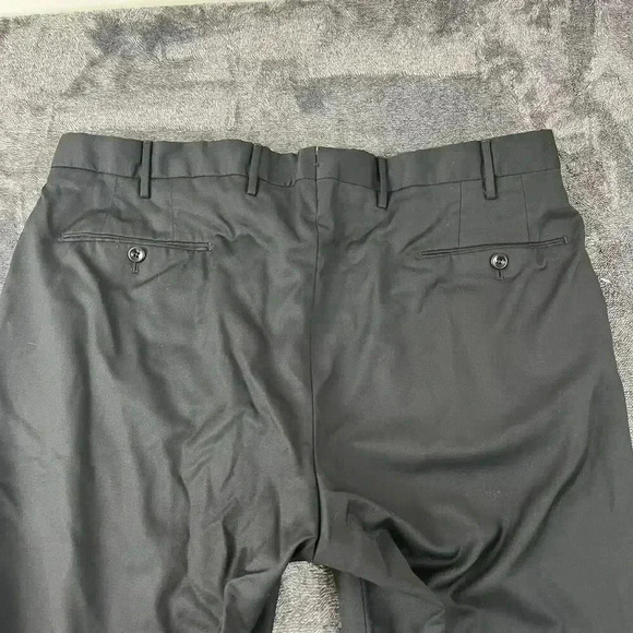 Incotex Super 100s Men's Dress Pants 37X26.5 Black Classic Fit Slacks Flat Front - Picture 11 of 13